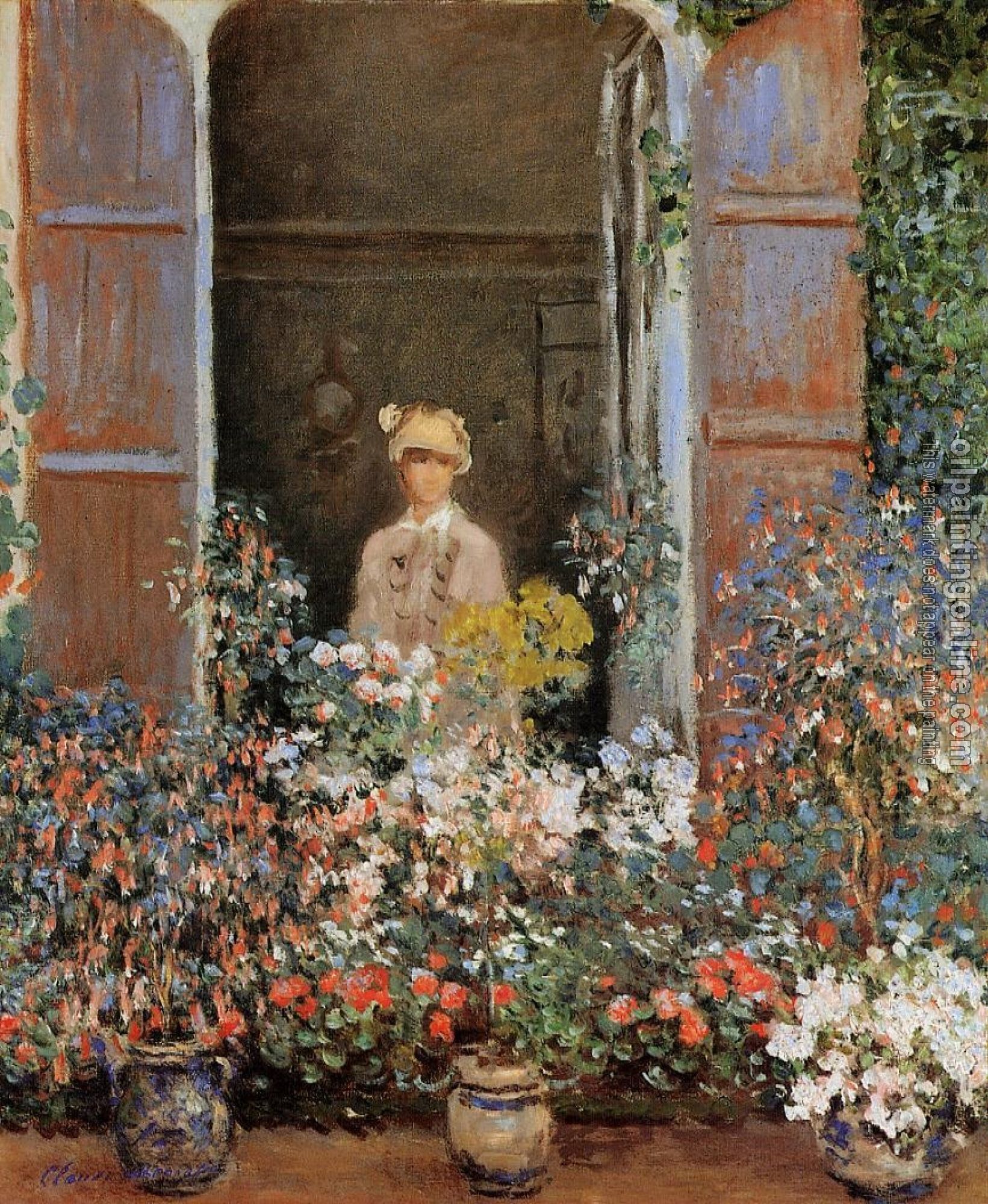 Monet, Claude Oscar - Camille Monet at the Window, Argentuil